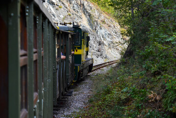 Mountain railroad, old train