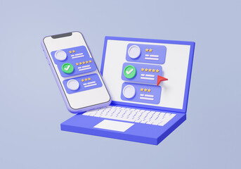 Human resources searching mark resume certificate profile correct rating score job best employment recruitment agency via online computer, interview experience candidates. 3d render illustration