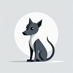 black and white dog, cute pet dog. black and white dog, cute pet dog. black cat icon, flat style