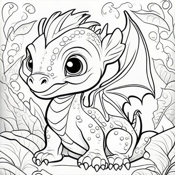 Cartoon style fantasy dragon: magic on paper