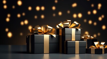 Copy space beside Black Friday gift