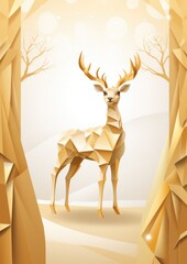 Perfect illustration of christmas greeting card with deer, in winter nature. Generative Ai.