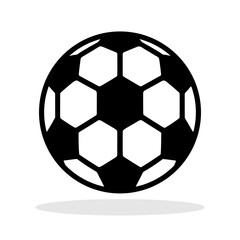 Fototapeta premium Soccer ball icon. Black soccer ball icon in flat style, isolated on a white background.