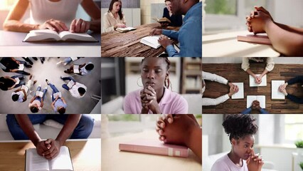 Reading Bible Book And Praying