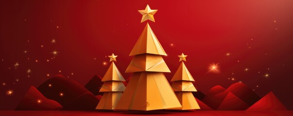 Perfect christmas greeting card with christmas tree, banner panorama. Generative Ai.