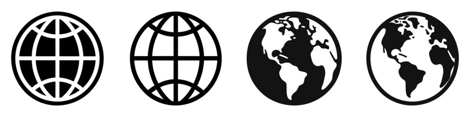 Globe icons set. Black icon of Globe on white background.