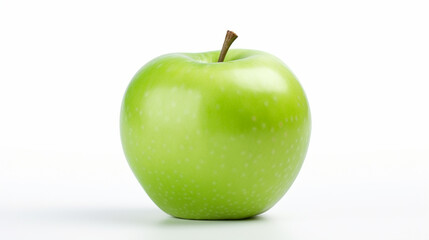 Granny Smith apple, Isolated macro of a green granny smith apple. generative ai