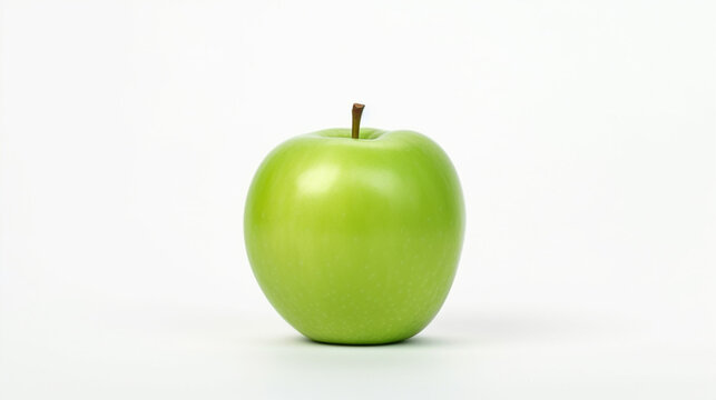 Granny Smith apple, Isolated macro of a green granny smith apple. generative ai