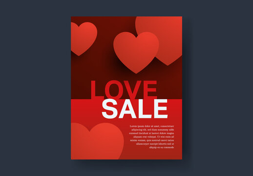 Valentine Sale Poster with Hearts