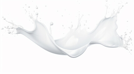White milk wave splash with splatters and drops. Isolated liquid dynamic motion. generative ai