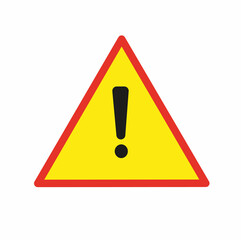  Danger warning symbol. Exclamation mark. Isolated on a white background. Flat design style.