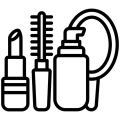 beauty make up and cosmeticblack outline icon, for woman beauty theme.