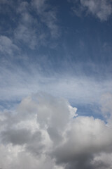 Blue sky. Beautiful Cumulus clouds flying across the sky, Beautiful natural clouds on the sky, deep blue sky