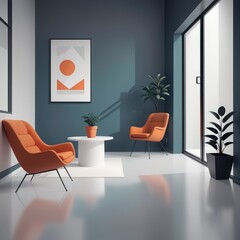modern office interior with a white sofa and a coffee table. 3d illustration modern office inte