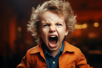 Schreiendes wütendes Kind mit offenem Mund (Durch AI generiert)