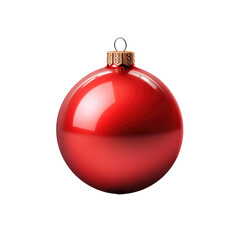 Red Christmas ball isolated on transparent background. Generative ai