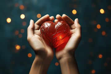 Rotes Herz in Frauen Händen (Durch AI generiert)