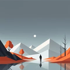 Poster abstract landscape with mountains. vector illustration. abstract landscape with mountains. vect © Shubham