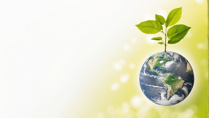Planet earth with beautiful freshness growth tree, backdrop with copy space