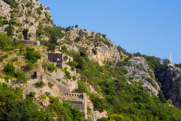 Fototapeta na wymiar Old town walls in Kotor, Montenegro