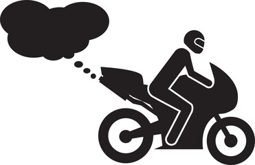 illustration of a motorbike icon emitting smoke, causing air pollution