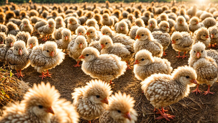 Obraz premium Cute little chickens on the farm