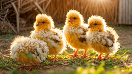 Cute little chickens on the farm - Powered by Adobe