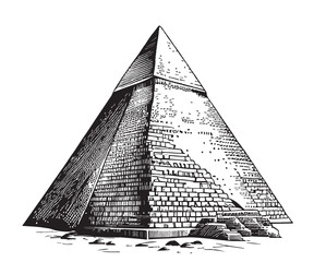 Pyramid sketch hand drawn egypt travel illustration - obrazy, fototapety, plakaty