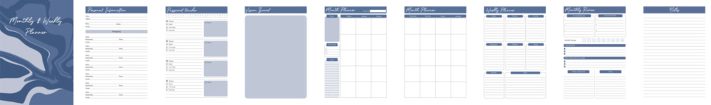 Printable Monthly and weekly planner for KDP or personal business | undated monthly planner | KDP interior | planner templates