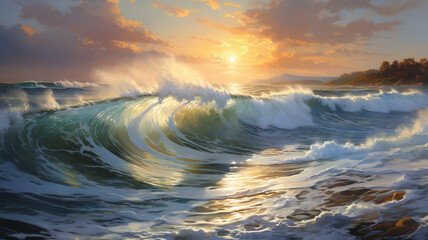 beautiful sunset over the sea - obrazy, fototapety, plakaty