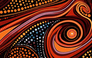 A folklore pattern by Aboriginal Australian traditions - obrazy, fototapety, plakaty