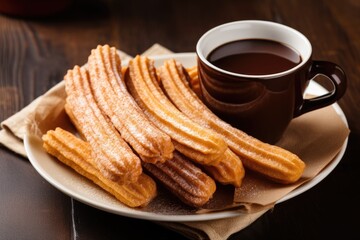 Gourmet Spanish churros served with hot chocolate