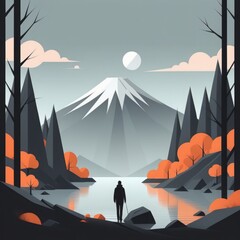 vector illustration of a man in the mountains vector illustration of a man in the mountains man
