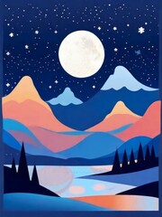 Winter world: snowfall and mountains in illustration