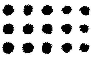 Set of 15 blob shapes. Collection of abstract vector stains for your design. Different drops in modern style.