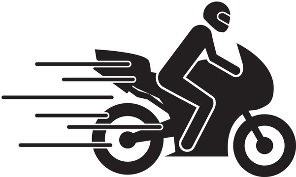 icon of a person riding a motorbike very quickly