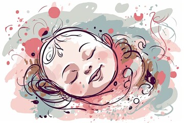 Happy smiling child. Postcard with an abstract child. Happy childhood concept for advertising.
