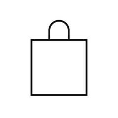 Shopping bag line icon. Gift bag or paper market bag with handle outline sign in vector. Shopping cart or purchase symbol