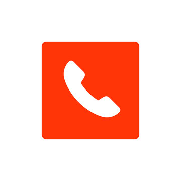 Red Phone call icon PNG. Red telephone decline icon in vector PNG. End call button with red mobile in square. Button for rejecting phone call PNG