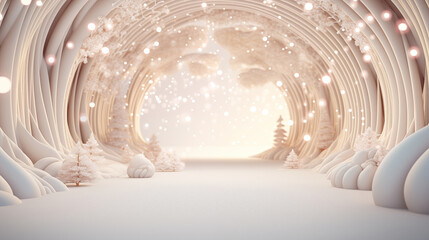 Fototapeta premium Winter background with snowflakes and bokeh. 3d illustration