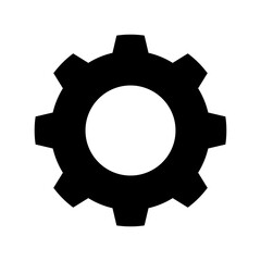 A black gear isolated on transparent background