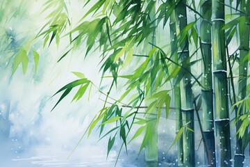 watercolor bamboo painting bamboo Background Bamboo watercolor stems and leaves