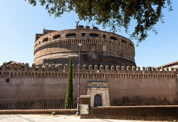 Architectural Landscapes of The Castel Sant’ Angelo in Rome, Lazio Province, Italy.