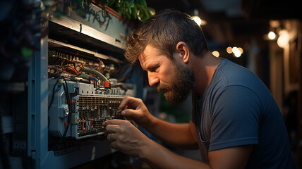Man repairing air conditioner