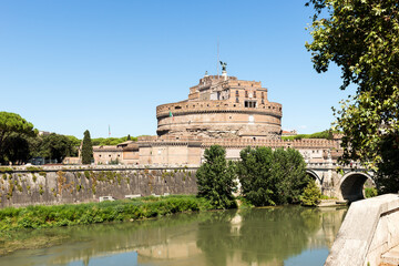 Architectural Landscapes of The Castel Sant’ Angelo in Rome, Lazio Province, Italy.