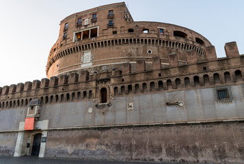 Fototapeta na wymiar Architectural Landscapes of The Castel Sant’ Angelo in Rome, Lazio Province, Italy.