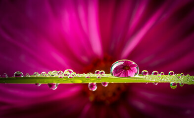 flower and dew drops - macro photo