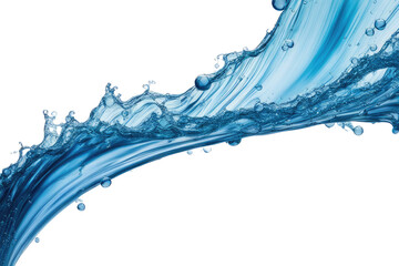 a high quality stock photograph of Blue water swirl splash with little bubbles isolated on clear png background, liquid flowing in form of wave isolated on a white background