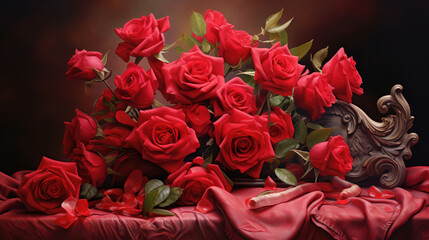 Beautiful fantasy romance red roses gift - Powered by Adobe