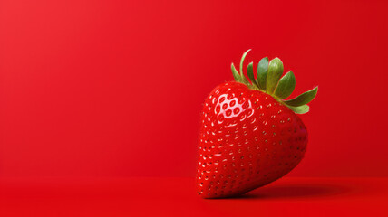 Vibrant Red Strawberry with Minimalistic Aesthetic